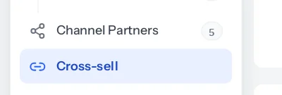 The sidebar showing Channel Partners with 5 partners, and Cross-sell below it with a link icon, highlighted as the open page.